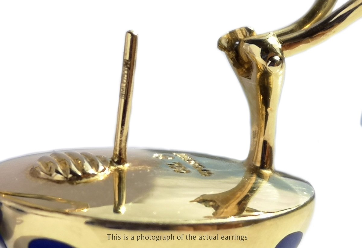 Tiffany & Co Angela Cummings Postive Negative 18k Gold Lapis Earrings - Bloomsbury Manor Ltd