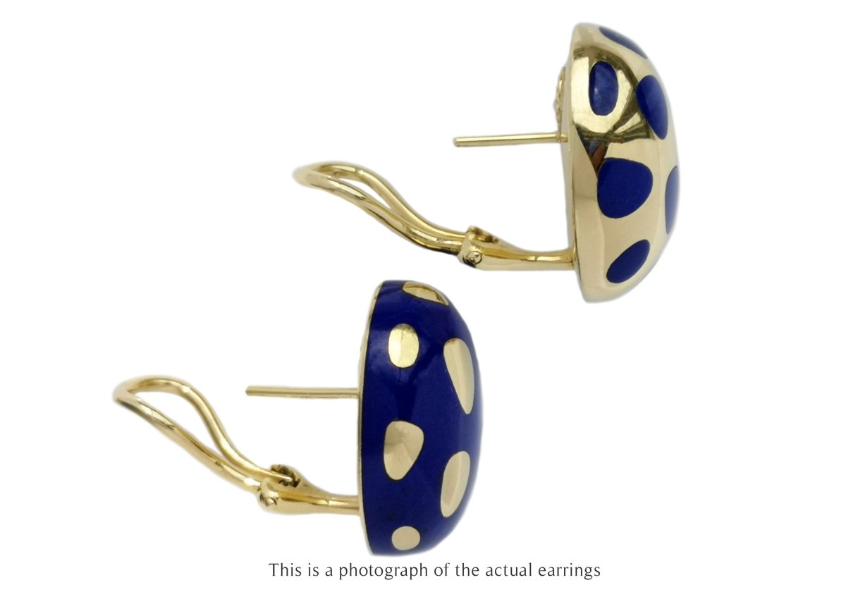 Tiffany & Co Angela Cummings Postive Negative 18k Gold Lapis Earrings - Bloomsbury Manor Ltd