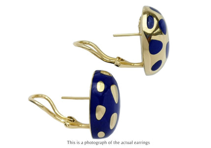 Tiffany & Co Angela Cummings Postive Negative 18k Gold Lapis Earrings - Bloomsbury Manor Ltd