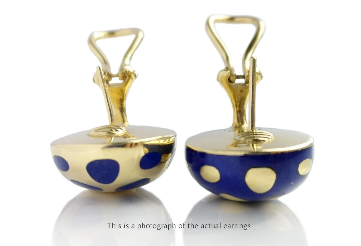 Tiffany & Co Angela Cummings Postive Negative 18k Gold Lapis Earrings - Bloomsbury Manor Ltd