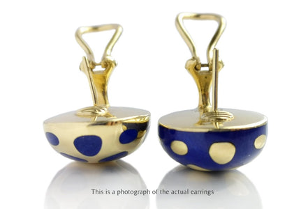 Tiffany & Co Angela Cummings Postive Negative 18k Gold Lapis Earrings - Bloomsbury Manor Ltd