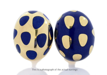 Tiffany & Co Angela Cummings Postive Negative 18k Gold Lapis Earrings - Bloomsbury Manor Ltd