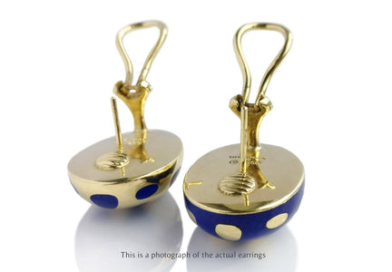 Tiffany & Co Angela Cummings Postive Negative 18k Gold Lapis Earrings - Bloomsbury Manor Ltd