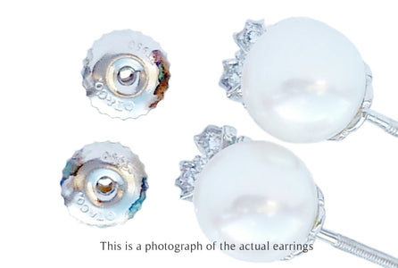 Tiffany & Co Aria Diamond & Cultured Pearl Earrings - Bloomsbury Manor Ltd