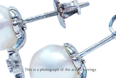 Tiffany & Co. Aria Diamond & Cultured Pearl Earrings - Bloomsbury Manor Ltd