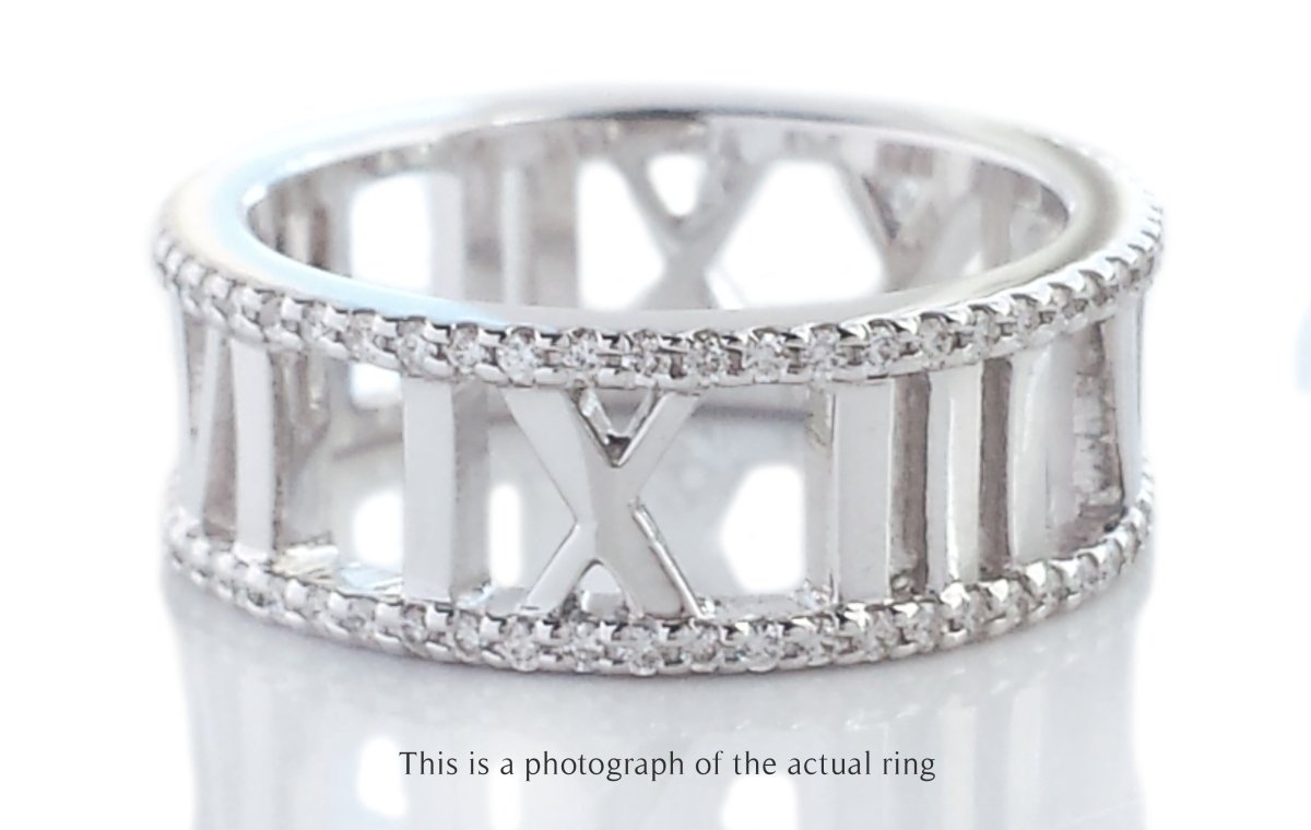 Tiffany & Co Atlas Diamond 18k White Gold Ring - Bloomsbury Manor Ltd