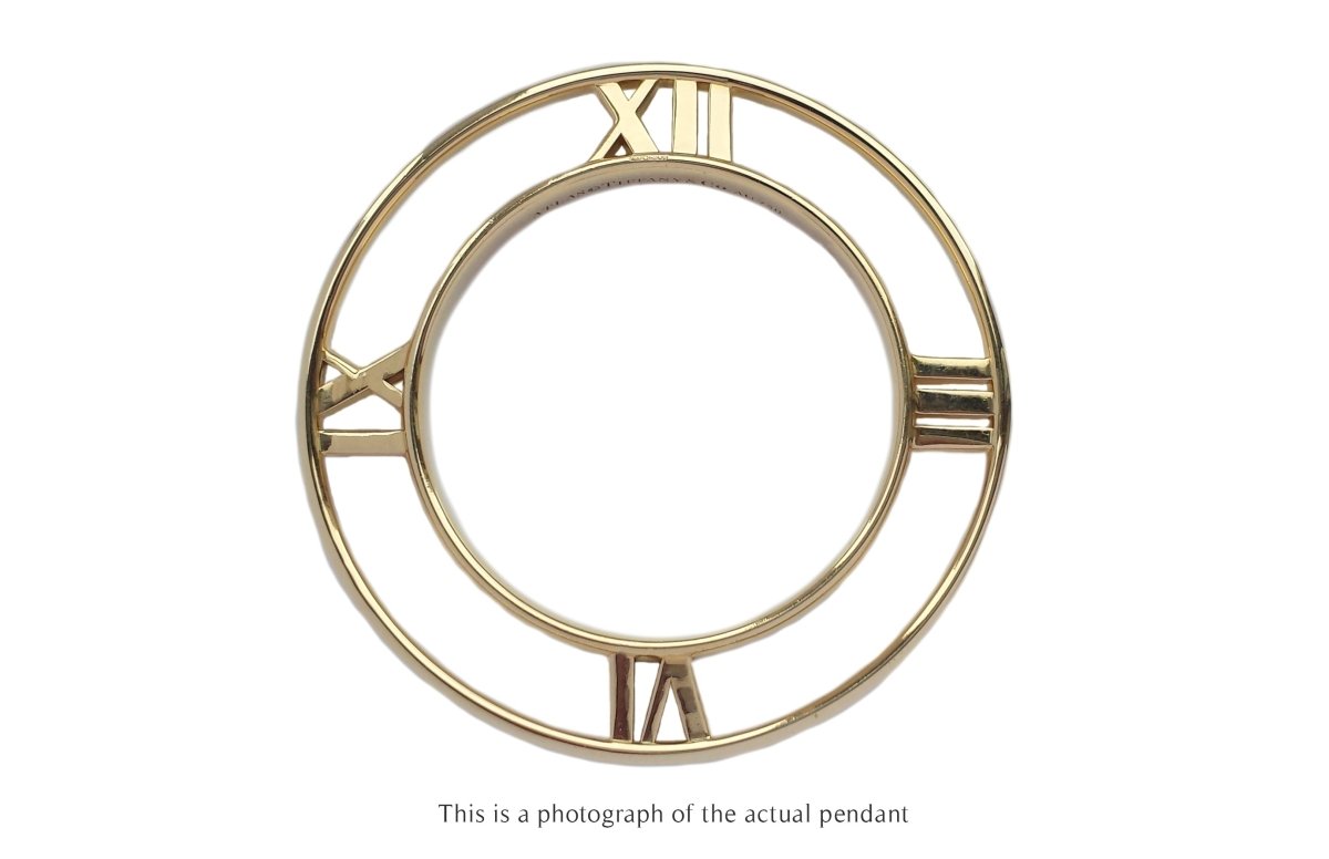 Tiffany & Co Atlas Roman Numerals 18k Gold XL Pendant - Bloomsbury Manor Ltd