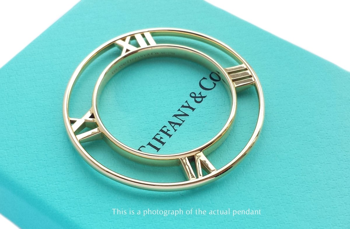 Tiffany & Co Atlas Roman Numerals 18k Gold XL Pendant - Bloomsbury Manor Ltd