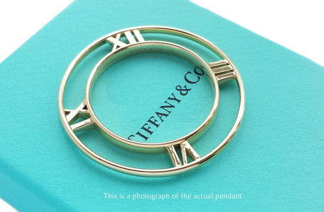 Tiffany & Co Atlas Roman Numerals 18k Gold XL Pendant - Bloomsbury Manor Ltd