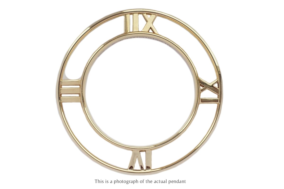 Tiffany & Co Atlas Roman Numerals 18k Gold XL Pendant - Bloomsbury Manor Ltd