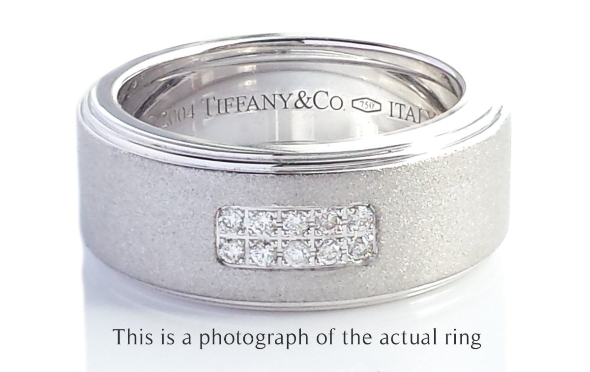 Tiffany & Co Century Mens 10 Diamond Brushed Wedding Band - Bloomsbury Manor Ltd