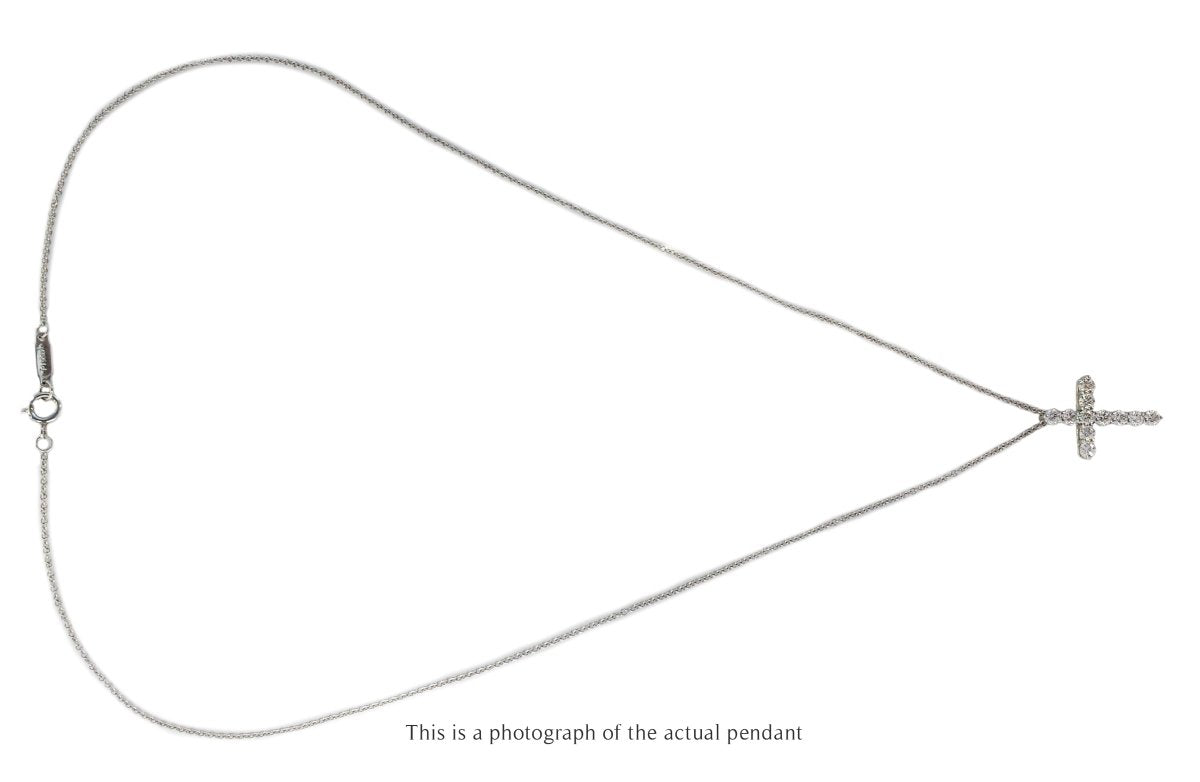 Tiffany & Co Diamond Cross Pendant with Chain - Bloomsbury Manor Ltd