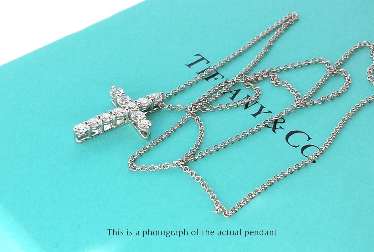 Tiffany & Co Diamond Cross Pendant with Chain - Bloomsbury Manor Ltd