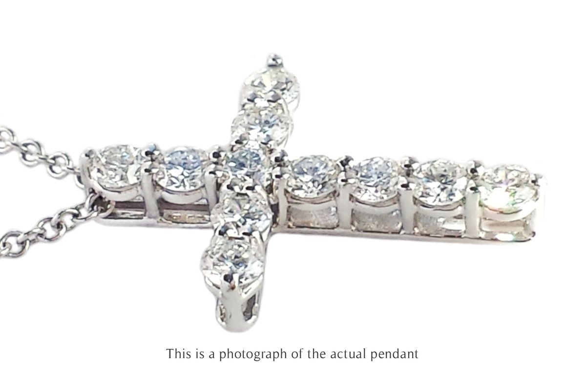 Tiffany & Co Diamond Cross Pendant with Chain - Bloomsbury Manor Ltd