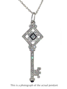 Tiffany & Co. Diamond & Enamel Key Pendant in 18k White Gold - Bloomsbury Manor Ltd