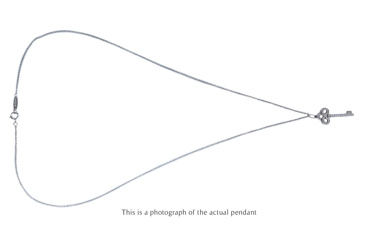 Tiffany & Co Diamond Keys Fleur de Lys Platinum Pendant - Bloomsbury Manor Ltd