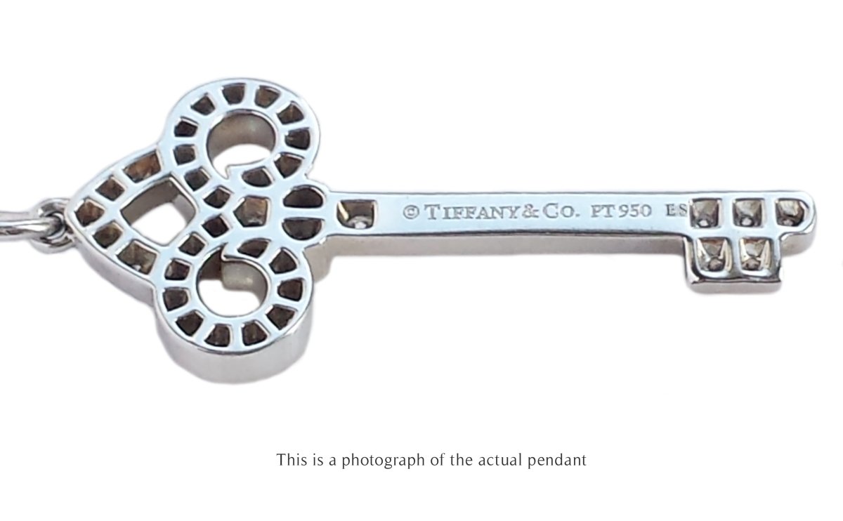 Tiffany & Co Diamond Keys Fleur de Lys Platinum Pendant - Bloomsbury Manor Ltd