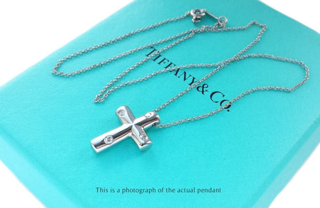 Tiffany & Co Dots 4 Diamond Platinum Cross Pendant - Bloomsbury Manor Ltd