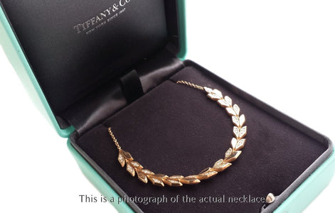 Tiffany & Co East West Victoria Vine Diamond Necklace 18k Rose Gold - Bloomsbury Manor Ltd