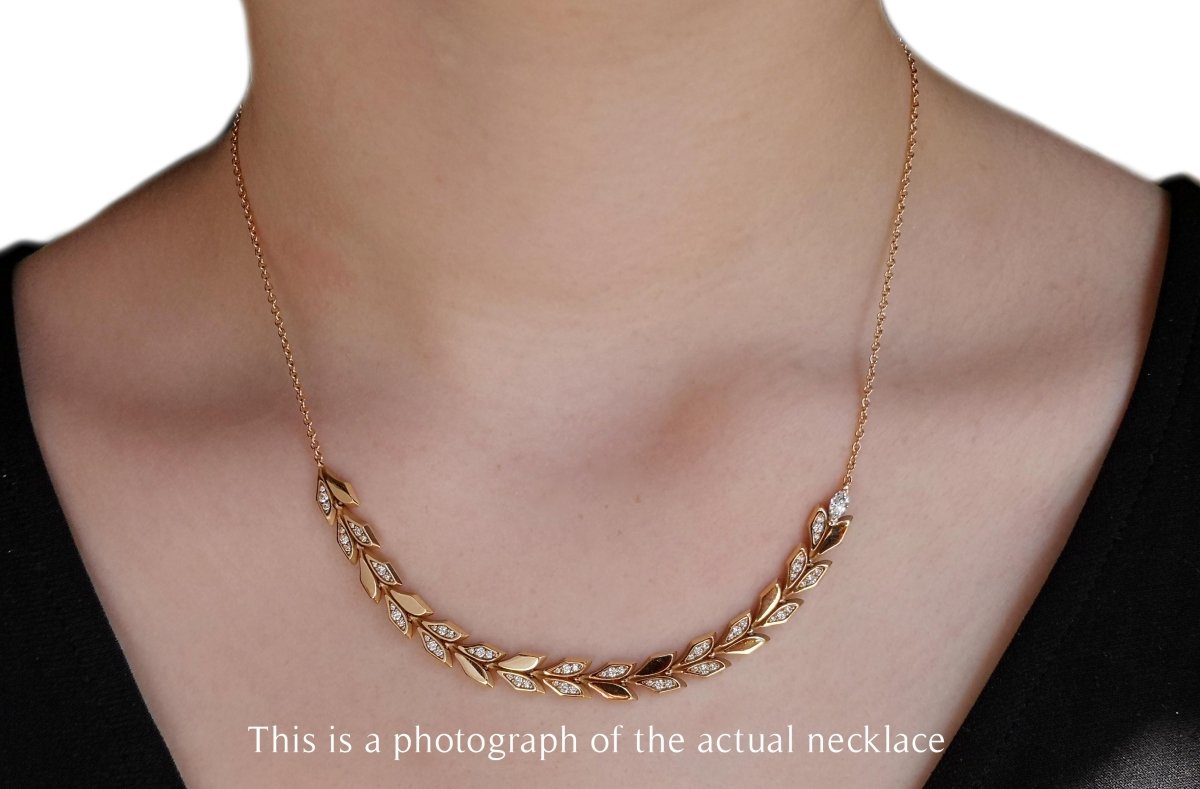 Tiffany & Co East West Victoria Vine Diamond Necklace 18k Rose Gold - Bloomsbury Manor Ltd