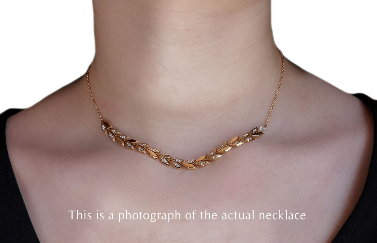 Tiffany & Co East West Victoria Vine Diamond Necklace 18k Rose Gold - Bloomsbury Manor Ltd