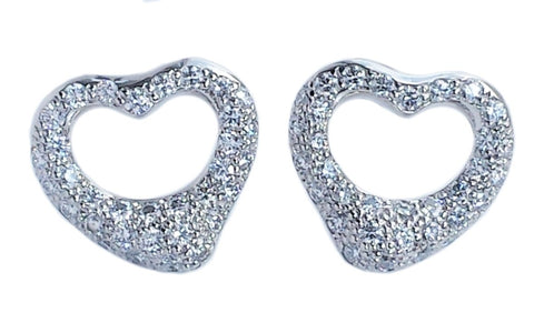 Tiffany & Co. Elsa Peretti Diamond Open Heart Earrings - Bloomsbury Manor Ltd