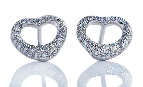 Tiffany & Co. Elsa Peretti Diamond Open Heart Earrings - Bloomsbury Manor Ltd