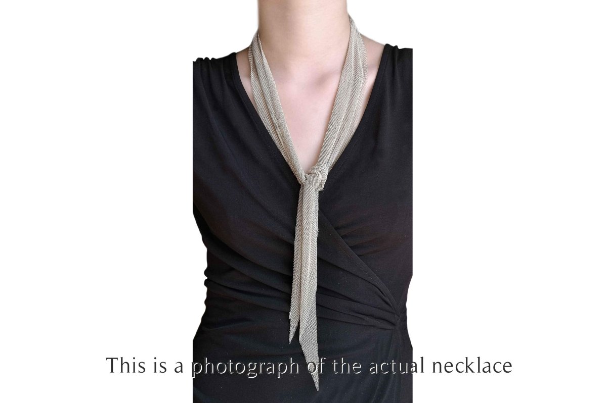 Tiffany & Co Elsa Peretti Large Silver Mesh Scarf Necklace - Bloomsbury Manor Ltd