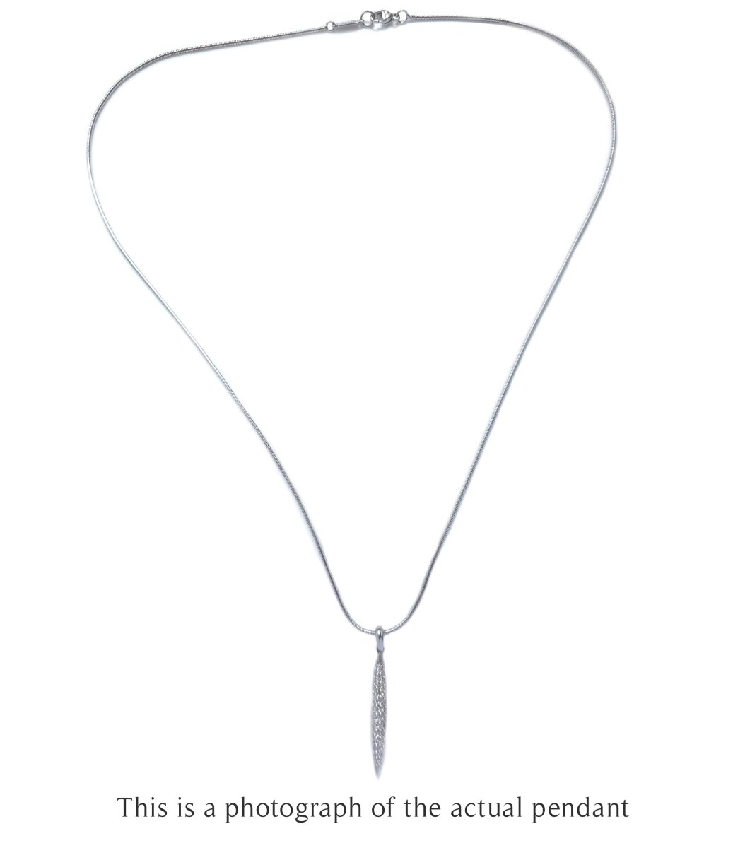 Tiffany & Co Feather Pave 18k White Gold Diamond Pendant - Bloomsbury Manor Ltd