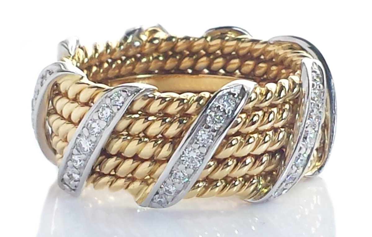 Tiffany & Co. Five Row Jean Schlumberger Diamond Rope Ring - Bloomsbury Manor Ltd