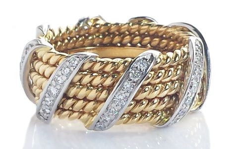 Tiffany & Co. Five Row Jean Schlumberger Diamond Rope Ring - Bloomsbury Manor Ltd