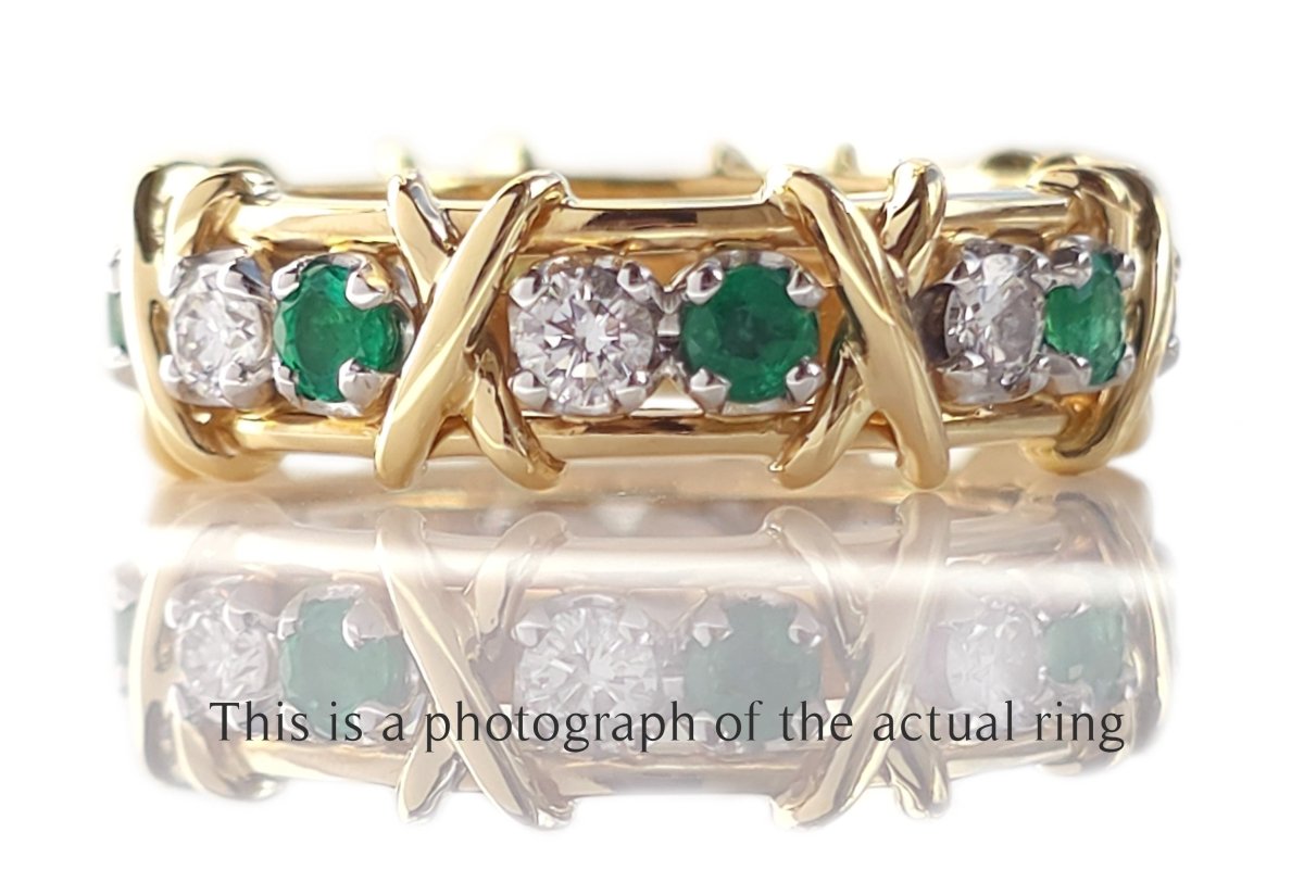 Tiffany & Co. Jean Schlumberger Emerald & Diamond 16-Stone Ring - Bloomsbury Manor Ltd