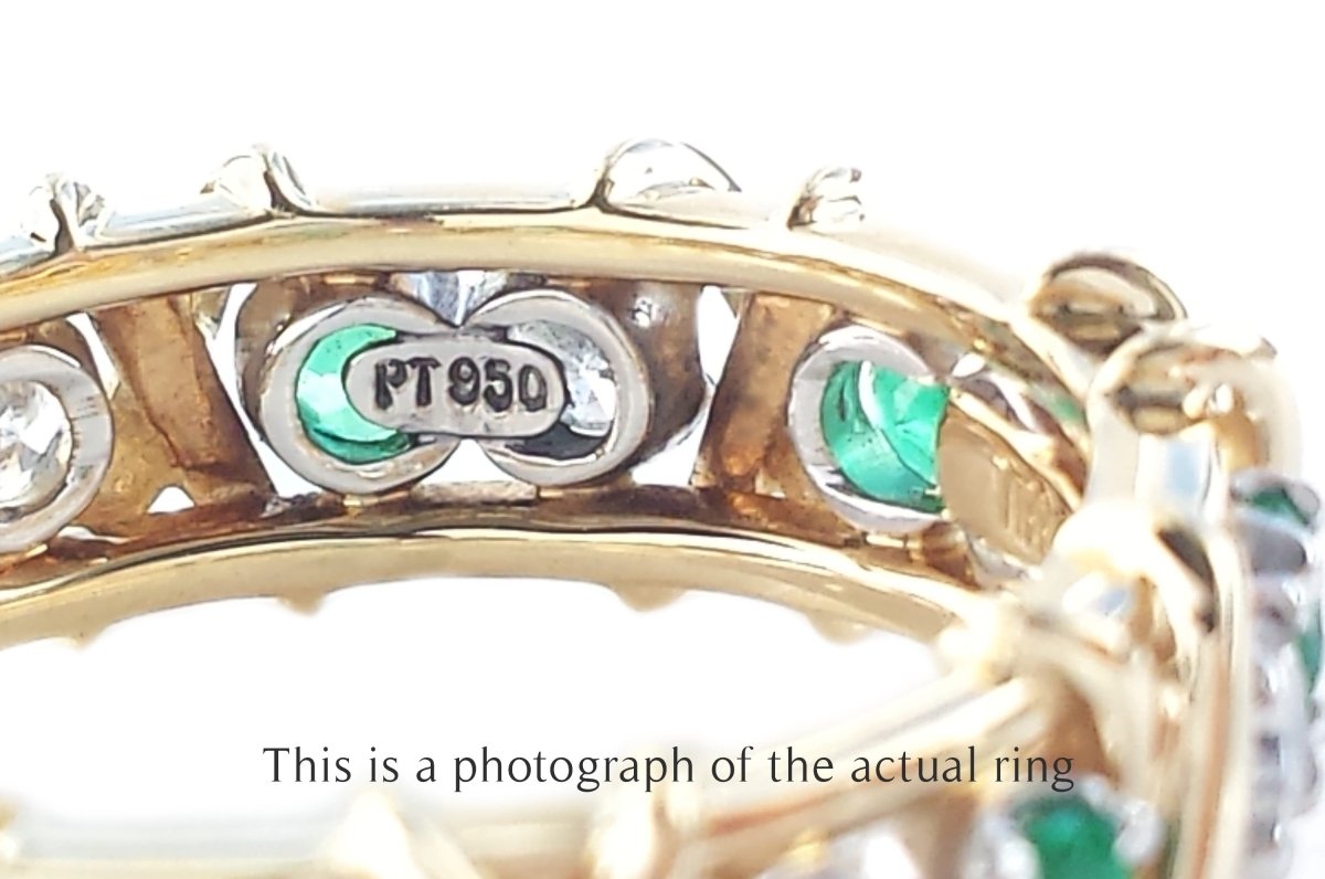 Tiffany & Co. Jean Schlumberger Emerald & Diamond 16-Stone Ring - Bloomsbury Manor Ltd