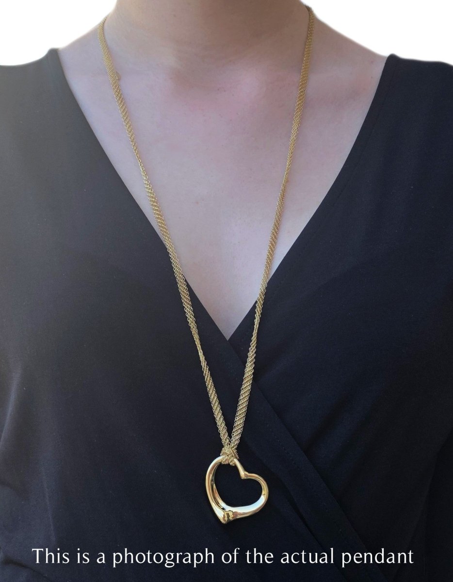 Tiffany & Co Large Elsa Peretti Open Heart 18k Mesh Necklace - Bloomsbury Manor Ltd