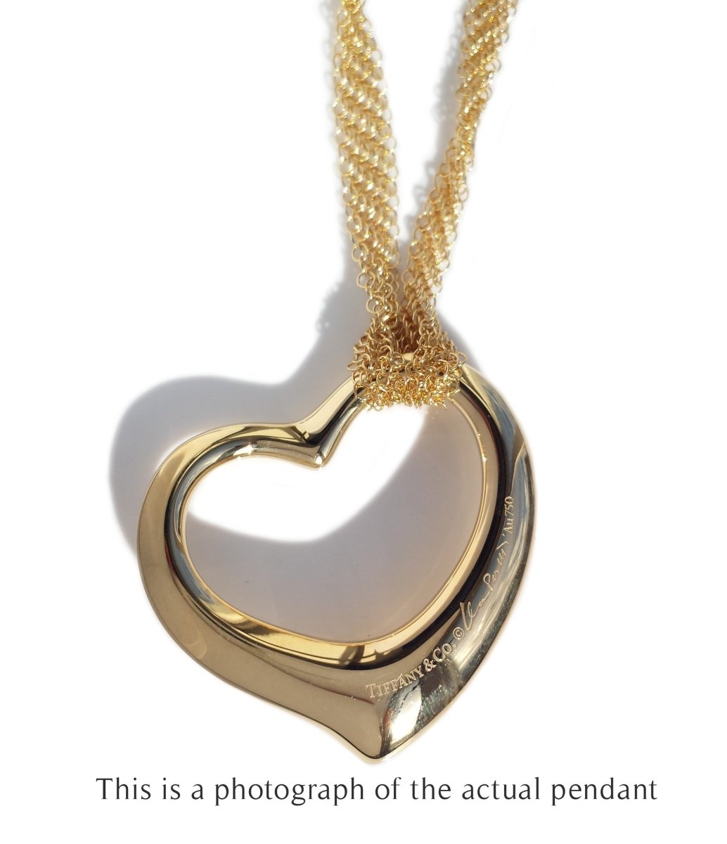 Tiffany & Co Large Elsa Peretti Open Heart 18k Mesh Necklace - Bloomsbury Manor Ltd