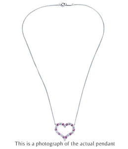 Tiffany & Co Large Pink Sapphire & Diamond Heart Pendant Necklace - Bloomsbury Manor Ltd