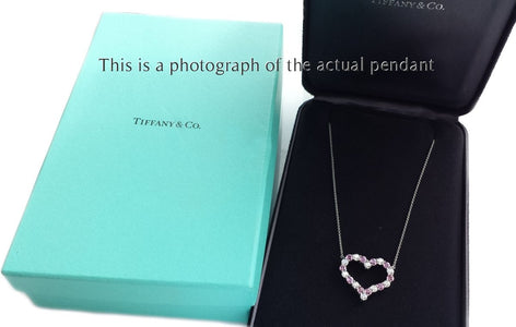 Tiffany & Co Large Pink Sapphire & Diamond Heart Pendant Necklace - Bloomsbury Manor Ltd