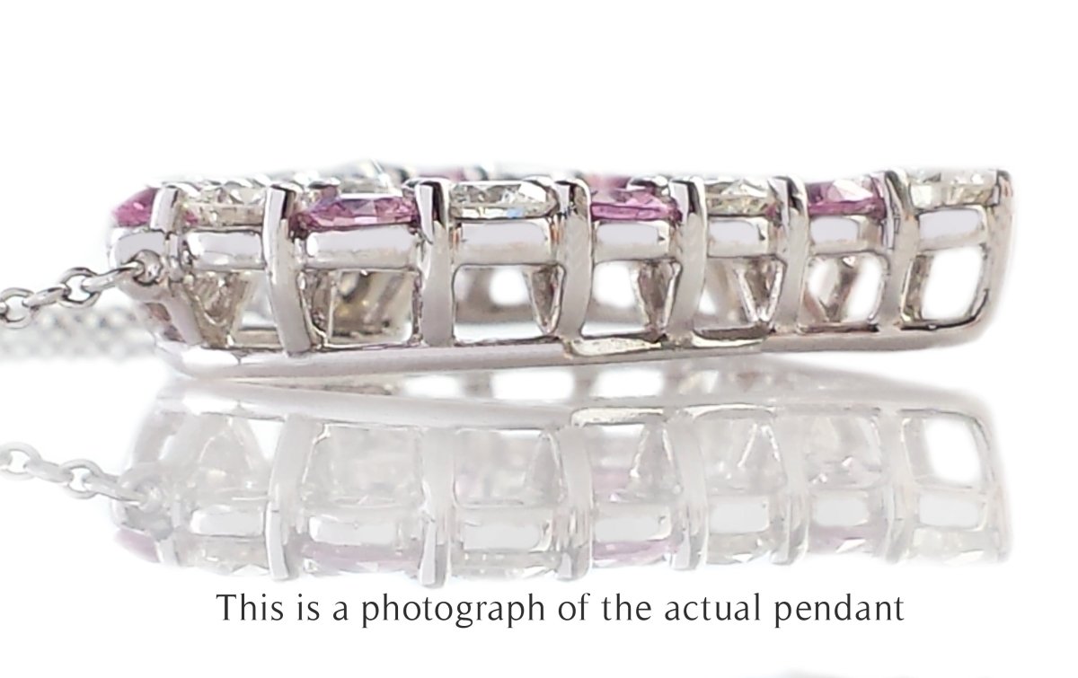Tiffany & Co Large Pink Sapphire & Diamond Heart Pendant Necklace - Bloomsbury Manor Ltd