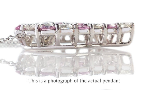 Tiffany & Co Large Pink Sapphire & Diamond Heart Pendant Necklace - Bloomsbury Manor Ltd