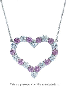 Tiffany & Co Large Pink Sapphire & Diamond Heart Pendant Necklace - Bloomsbury Manor Ltd