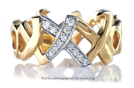 Tiffany & Co. Paloma Picasso XO Hugs & Kisses Diamond Ring in 18k Gold - Bloomsbury Manor Ltd