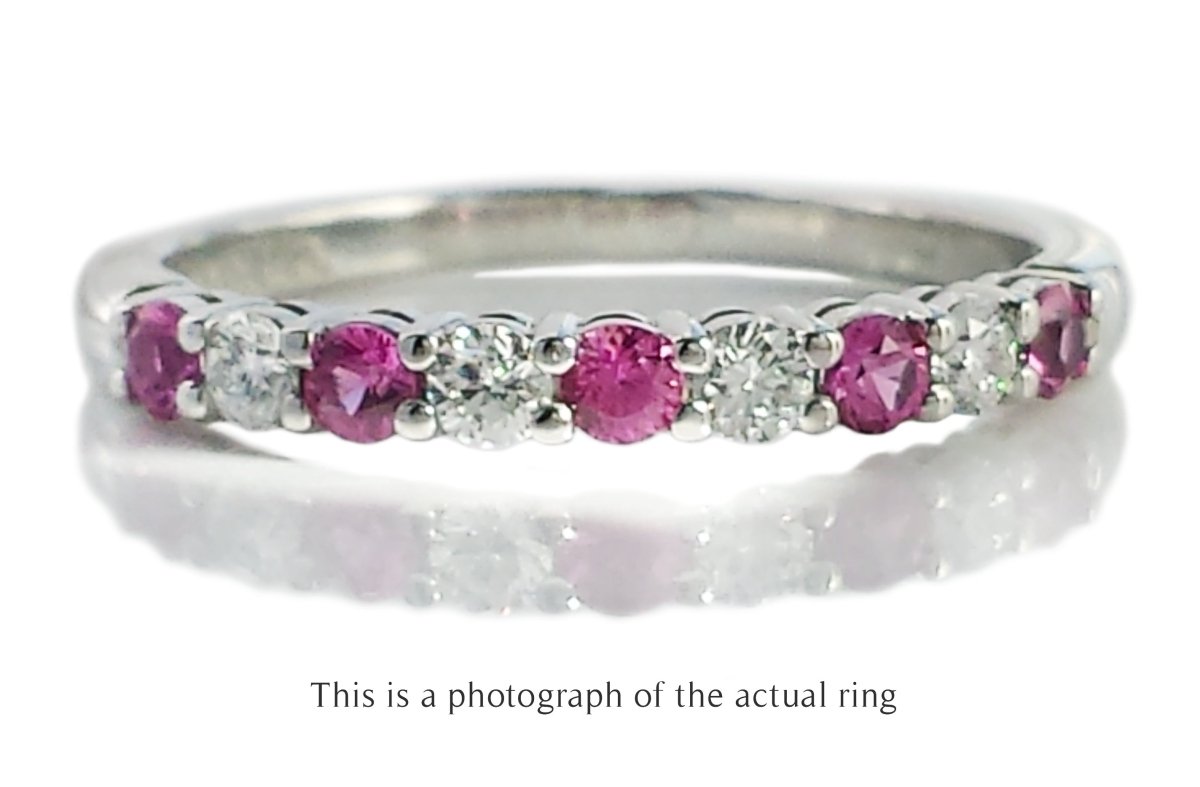 Tiffany & Co Pink Sapphire & Diamond Forever Wedding Band Ring - Bloomsbury Manor Ltd