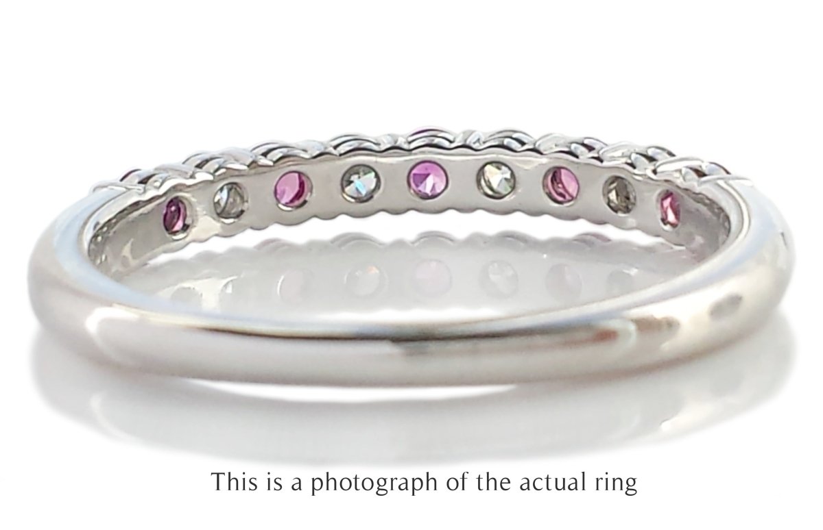 Tiffany & Co Pink Sapphire & Diamond Forever Wedding Band Ring - Bloomsbury Manor Ltd