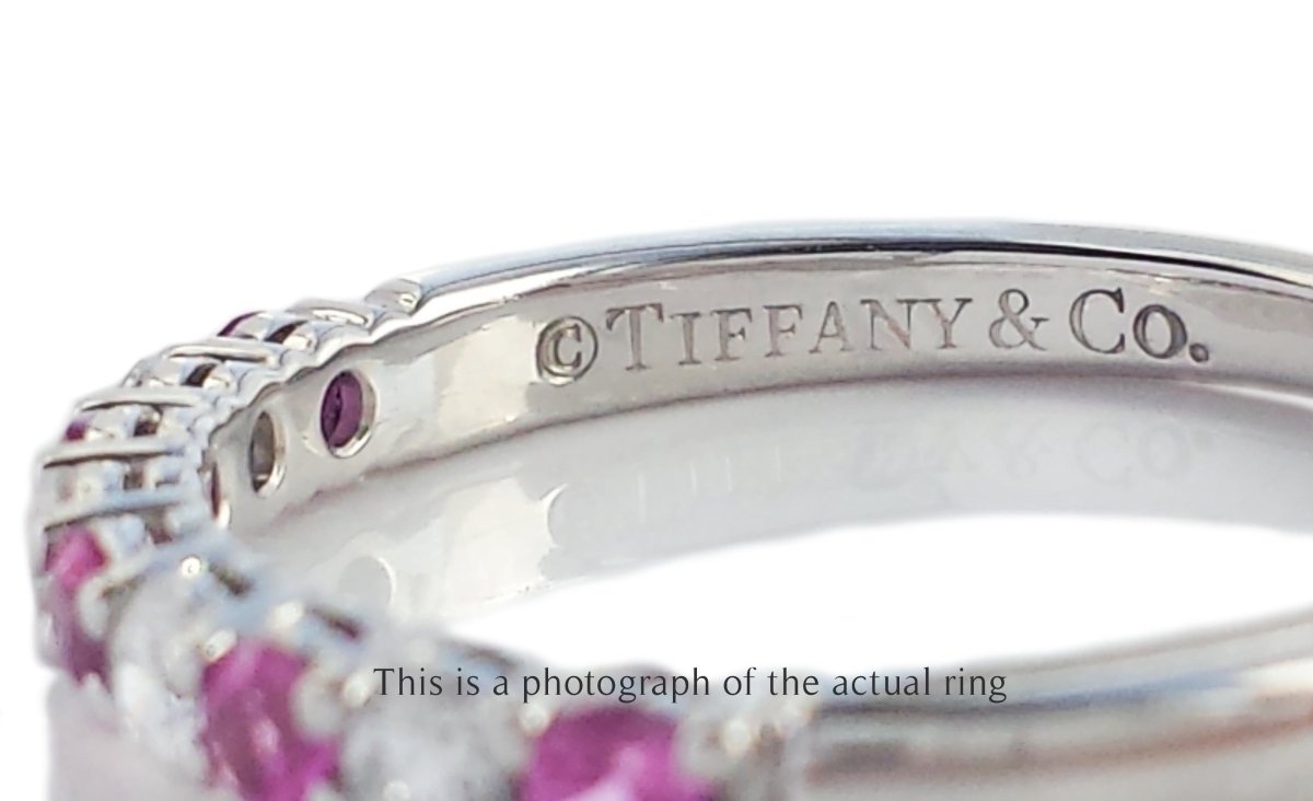 Tiffany & Co Pink Sapphire & Diamond Forever Wedding Band Ring - Bloomsbury Manor Ltd