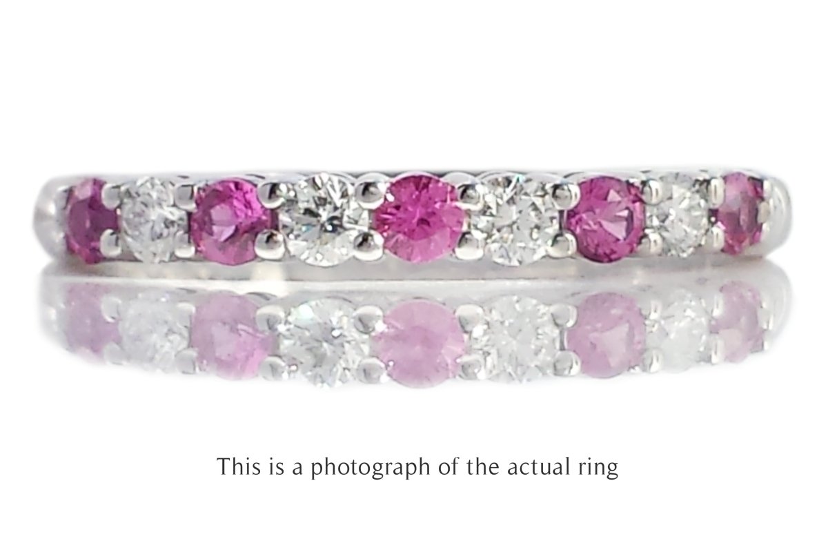 Tiffany & Co Pink Sapphire & Diamond Forever Wedding Band Ring - Bloomsbury Manor Ltd