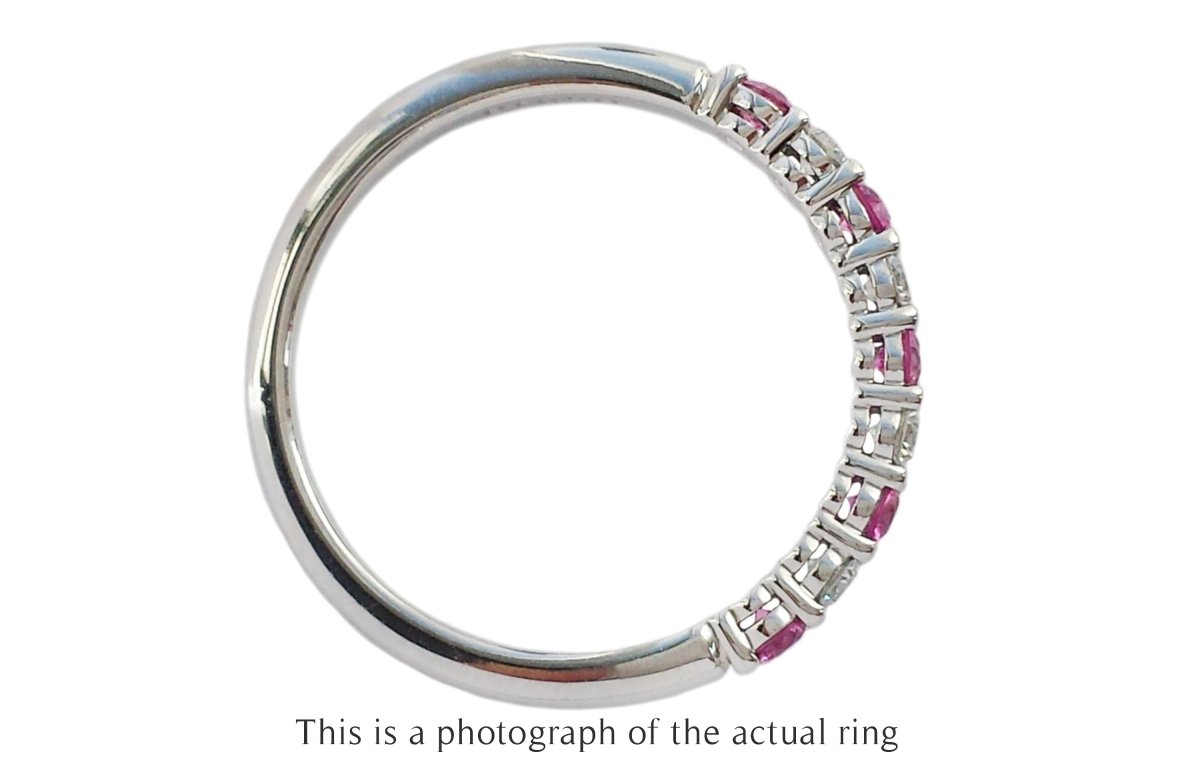 Tiffany & Co Pink Sapphire & Diamond Forever Wedding Band Ring - Bloomsbury Manor Ltd