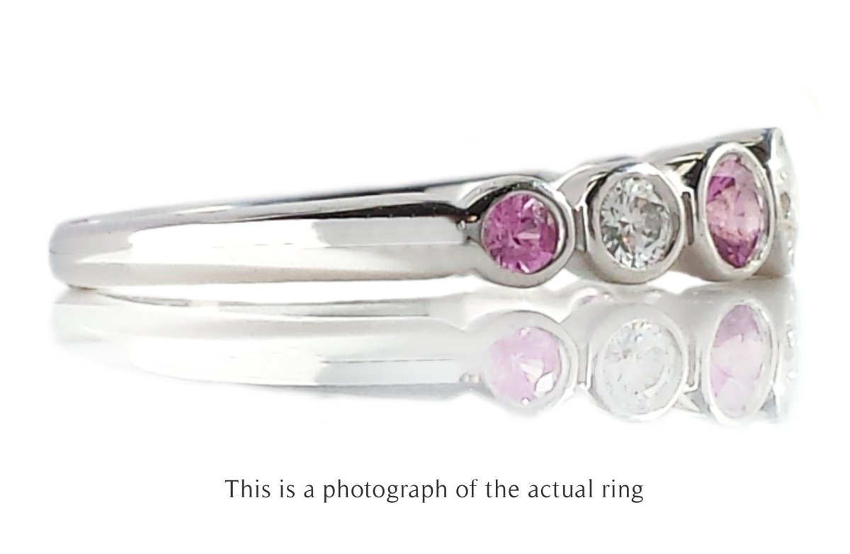 Tiffany & Co Pink Sapphire & Diamond Jazz Ring - Bloomsbury Manor Ltd