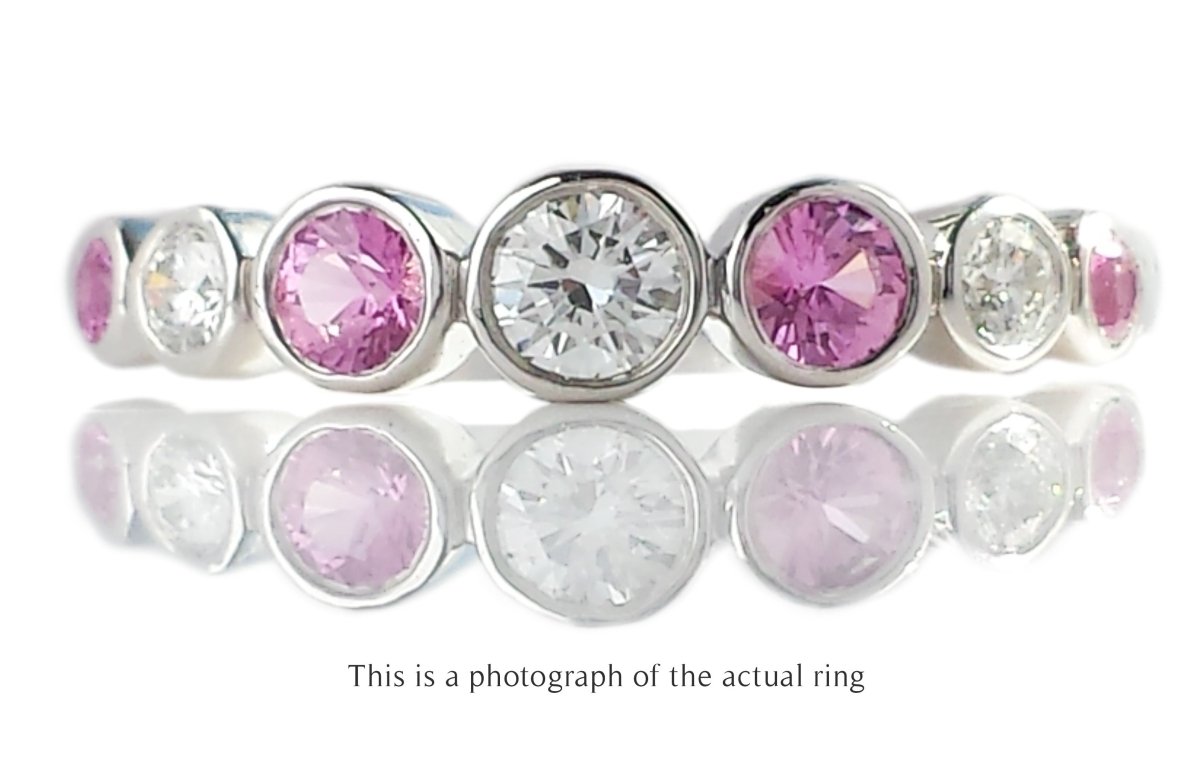 Tiffany & Co Pink Sapphire & Diamond Jazz Ring - Bloomsbury Manor Ltd