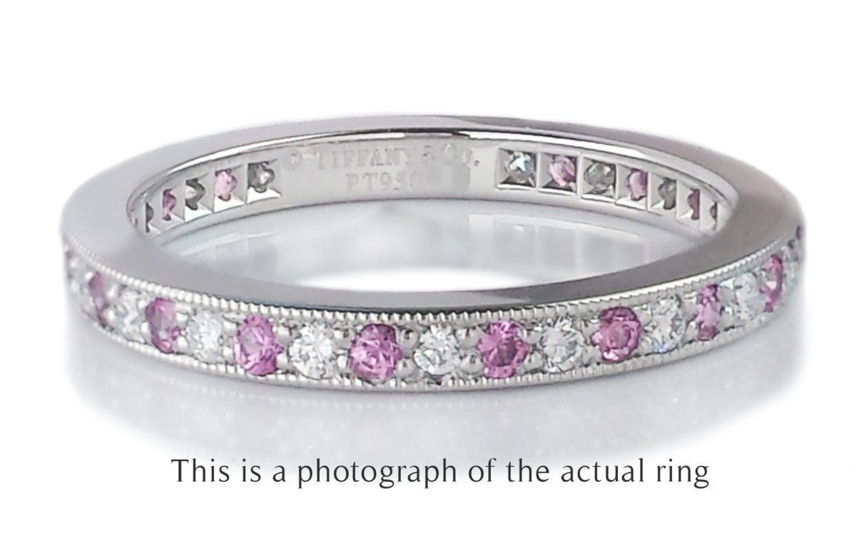 Tiffany & Co Pink Sapphire Diamond Legacy Full Circle Wedding Band Ring - Bloomsbury Manor Ltd