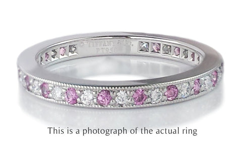 Tiffany & Co Pink Sapphire Diamond Legacy Full Circle Wedding Band Ring - Bloomsbury Manor Ltd